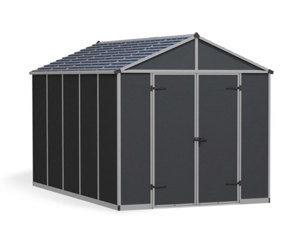 Palram 8x12 Canopia Rubicon Double Door Plastic Shed - Dark Grey