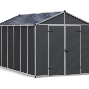 Palram 8x15 Canopia Rubicon Double Door Plastic Shed - Dark Grey