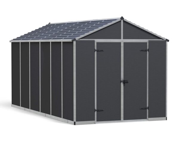 Palram 8x15 Canopia Rubicon Double Door Plastic Shed - Dark Grey