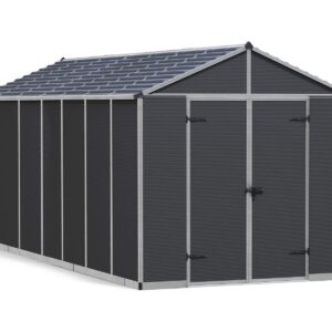Palram 8x17 Canopia Rubicon Double Door Plastic Shed - Dark Grey