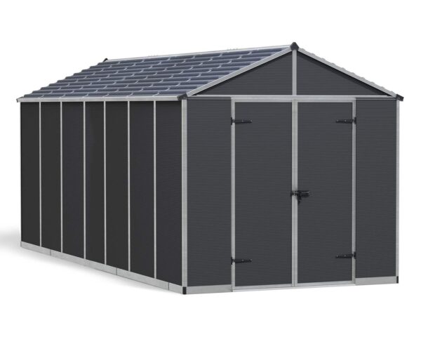 Palram 8x17 Canopia Rubicon Double Door Plastic Shed - Dark Grey