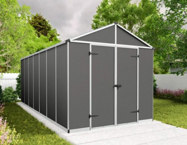 Palram 8x17 Canopia Rubicon Double Door Plastic Shed - Dark Grey - Image 17
