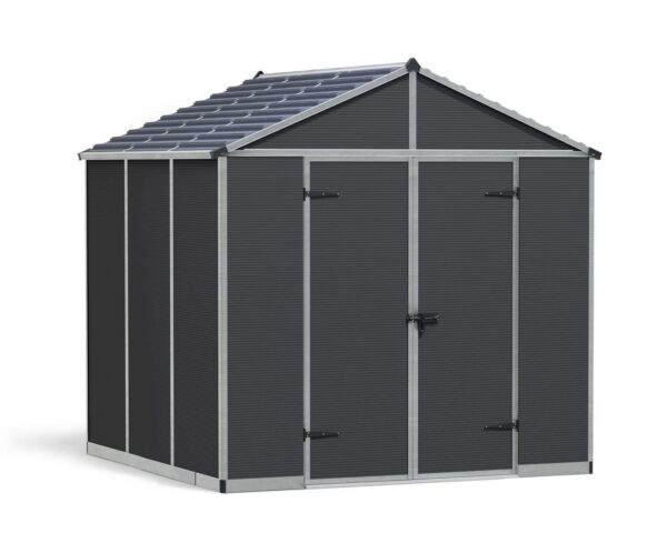 Palram 8x8 Canopia Rubicon Double Door Plastic Shed - Dark Grey