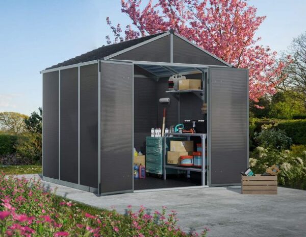 Palram 8x8 Canopia Rubicon Double Door Plastic Shed - Dark Grey - Image 3