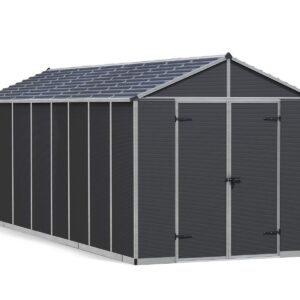 Palram 8x20 Canopia Rubicon Double Door Plastic Shed - Dark Grey