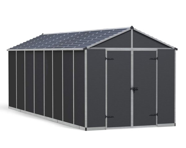 Palram 8x20 Canopia Rubicon Double Door Plastic Shed - Dark Grey