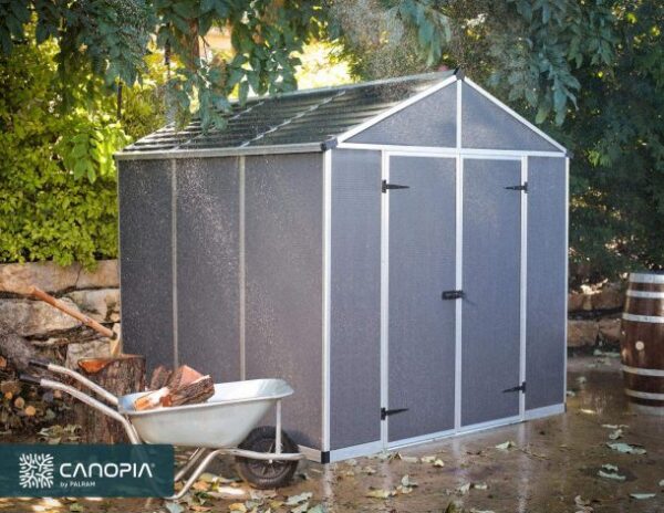 Palram 8x8 Canopia Rubicon Double Door Plastic Shed - Dark Grey - Image 5