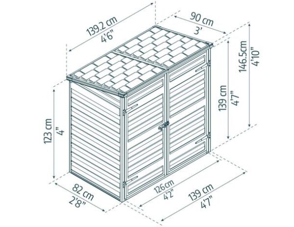 Palram 5x3 Canopia Voyager Plastic  Storage Shed - Grey - Image 8