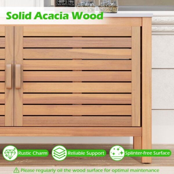 Pro-Tect Timber Patio Storage Cabinet with Faux Marble Top - Image 6
