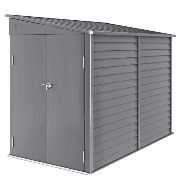 Outsunny 5'x9' Metal Lean-to Shed Shed with Foundation Kit - Grey - Image 6