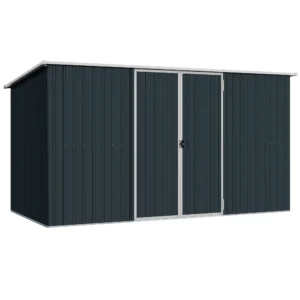 Outsunny 11'x5.5' Double Hinged Metal Pent Shed Shed- Cold Grey