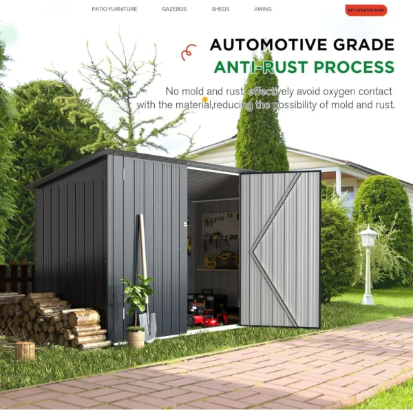 Pro-Tect Addition 7'x 3' Simple Basic Metal Bicycle Store - Image 10