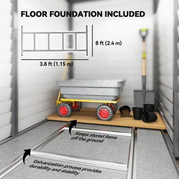 Outsunny 5'x9' Metal Lean-to Shed Shed with Foundation Kit - Grey - Image 3