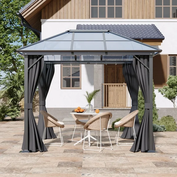 Living and Home 10'x10' Aluminium Grey Single-Roof Gazebo - Image 11