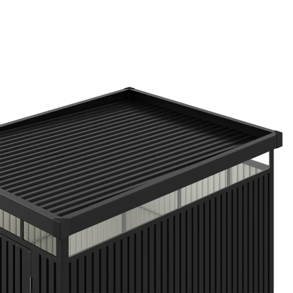 Living and Home 5x8 Flat Roof Tool Shed - Charcoal Black - Image 7