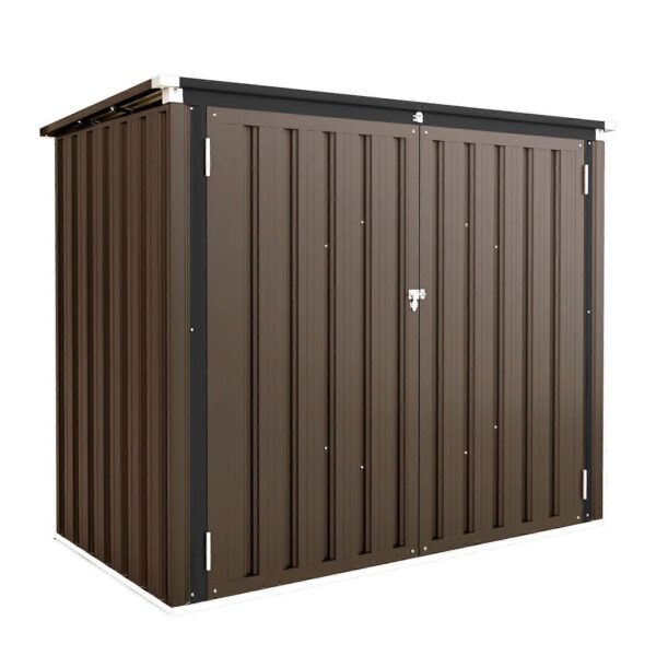 Pro-Tect Addition 5'x 3' Double Metal Wheelie Bin Storage Unit - Brown - Image 8