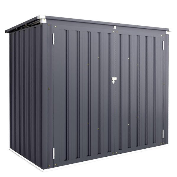 Pro-Tect Addition 5'x 3' Double Metal Wheelie Bin Storage Unit - Dark Grey - Image 8