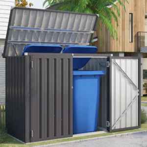 Pro-Tect Addition 5'x 3' Double Metal Wheelie Bin Storage Unit - Dark Grey