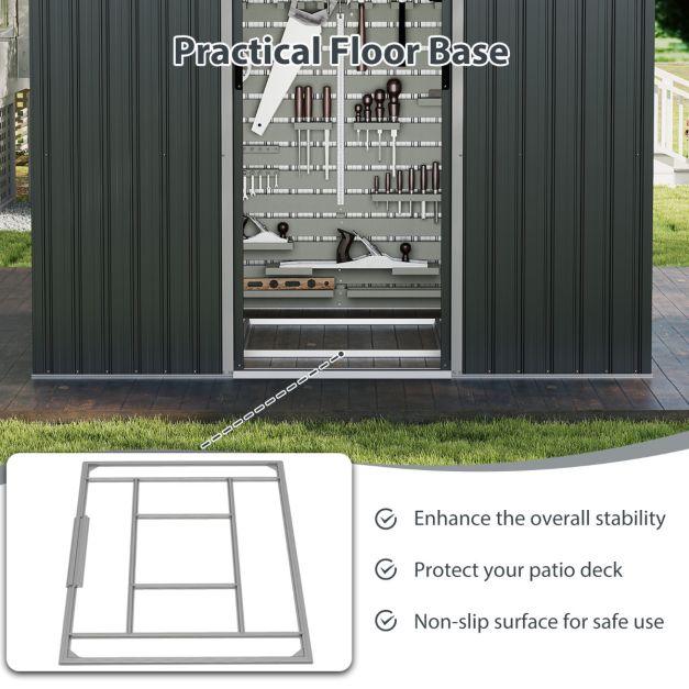 Pro-Tect 7.5x5.5 Apex Metal Shed with Foundation Grid - Grey - Image 10