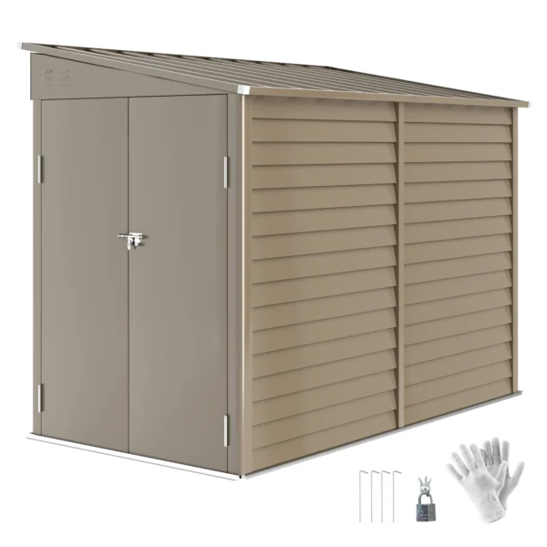 Outsunny 5'x9' Metal Lean-to Shed Shed with Foundation Kit - Brown - Image 9