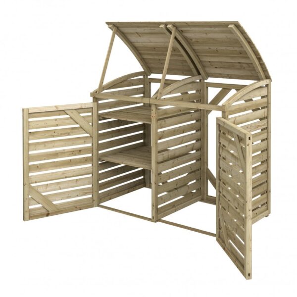 Rowlinson Timber Single Bin Store with Side Box Store - Image 7