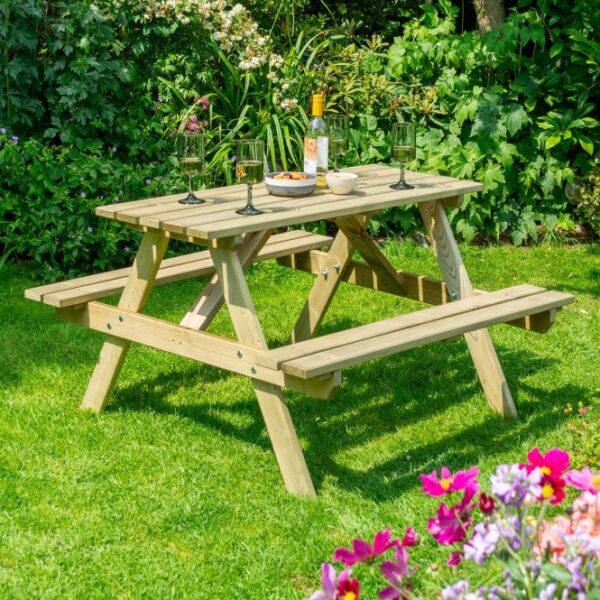 Rowlinson Traditional Timber Picnic Table 1.2m - Image 2