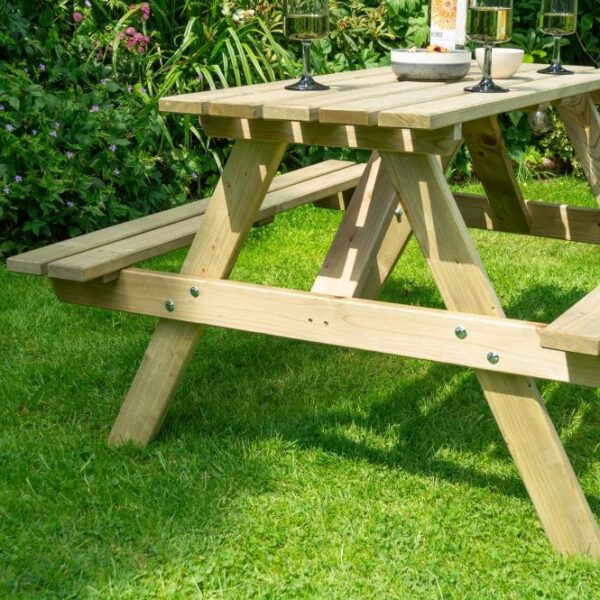 Rowlinson Traditional Timber Picnic Table 1.2m - Image 5