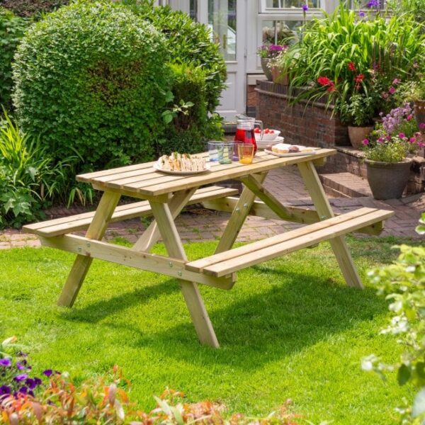 Rowlinson Traditional Timber Picnic Table 1.5m - Image 2