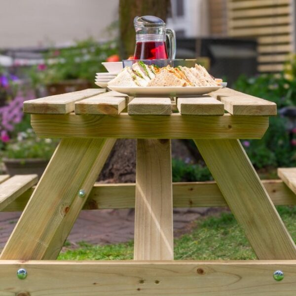 Rowlinson Traditional Timber Picnic Table 1.5m - Image 8