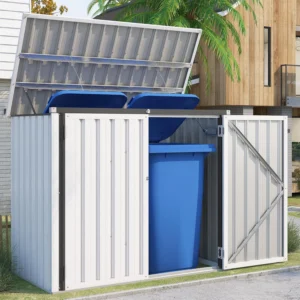Pro-Tect Addition 5'x 3' Double Metal Wheelie Bin Storage Unit - White