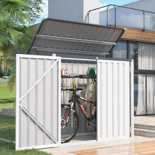Pro-Tect Addition 5'x 3' Double Metal Wheelie Bin Storage Unit - White - Image 7