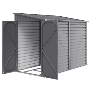 Outsunny 5'x9' Metal Lean-to Shed Shed with Foundation Kit - Grey