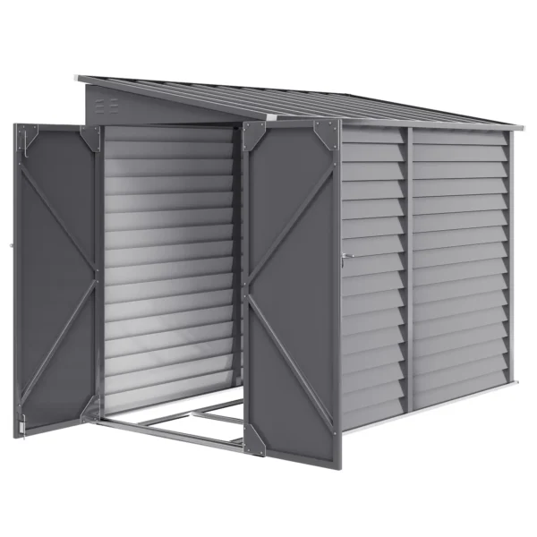 Outsunny 5'x9' Metal Lean-to Shed Shed with Foundation Kit - Grey