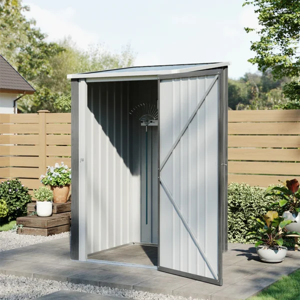 Living and Home 3'x3' Metal Pent Shed - Grey - Image 2