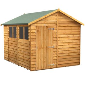 Power 10'x8' Overlap Timber Apex Shed (window or windowless) (single or double door)