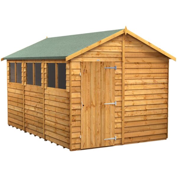 Power 12'x8' Overlap Timber Apex Shed (window or windowless) (single or double door)