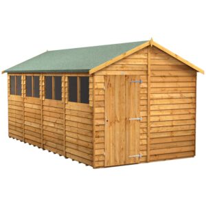 Power 16'x8' Overlap Timber Apex Shed (window or windowless) (single or double door)