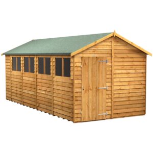 Power 18'x8' Overlap Timber Apex Shed (window or windowless) (single or double door)