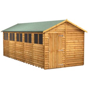 Power 20'x8' Overlap Timber Apex Shed (window or windowless) (single or double door)