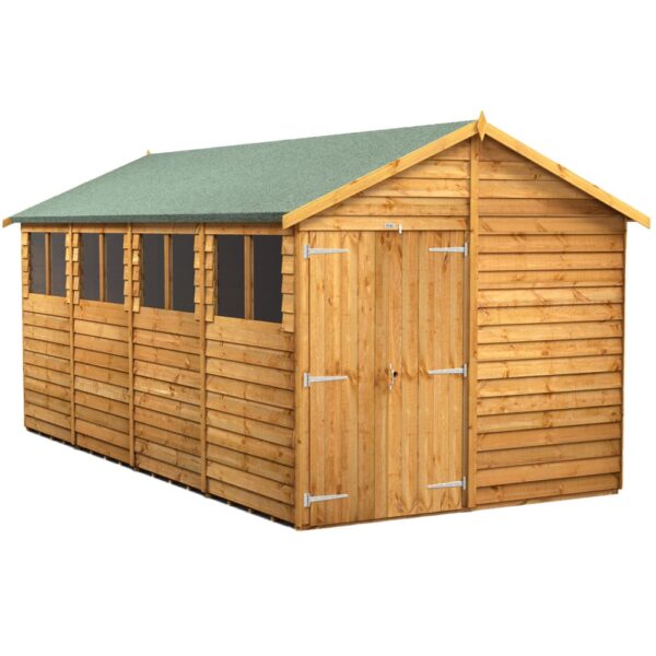 Power 16'x8' Overlap Timber Apex Shed (window or windowless) (single or double door) - Image 10