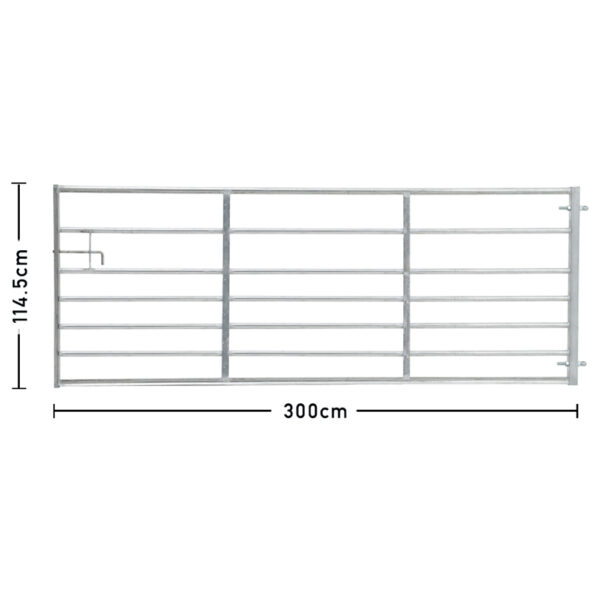 Living and Home 7 Bar Half Mesh Galvanised Metal Field Gate - 10ft Wide - Image 7