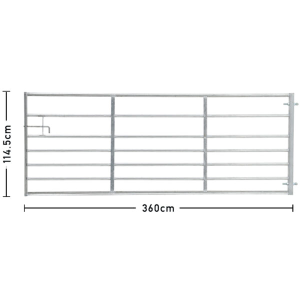 Living and Home 7 Bar Half Mesh Galvanised Metal Field Gate - 12ft Wide - Image 8