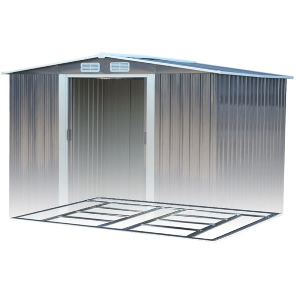 Living and Home 8x10 Apex Metal Shed with Foundation Grid- Charcoal Black - Image 4