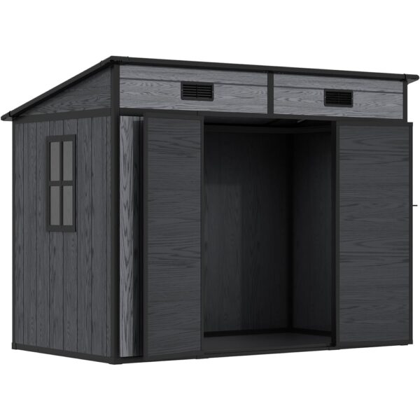 Living and Home 8x4 WoodField Plastic Pent Storage Shed - Grey - Image 4
