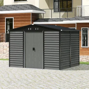 Living and Home 10'x8'  WoodField Metal Apex Shed with Foundaton Grid - Grey