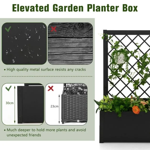 Pro-Tect Metal Planter Box with Trellis - Black - Image 3