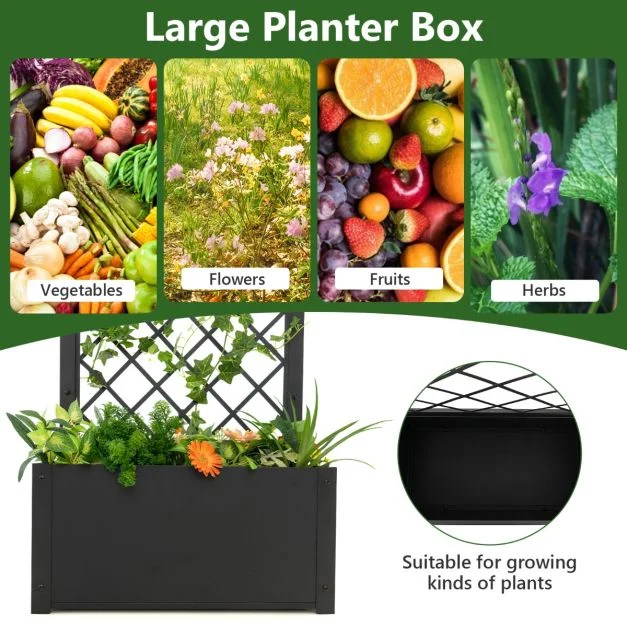 Pro-Tect Metal Planter Box with Trellis - Black - Image 5