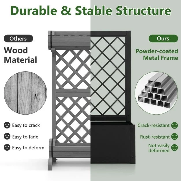 Pro-Tect Metal Planter Box with Trellis - Black - Image 6