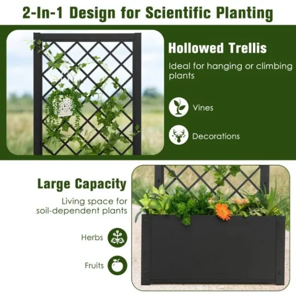 Pro-Tect Metal Planter Box with Trellis - Black - Image 7