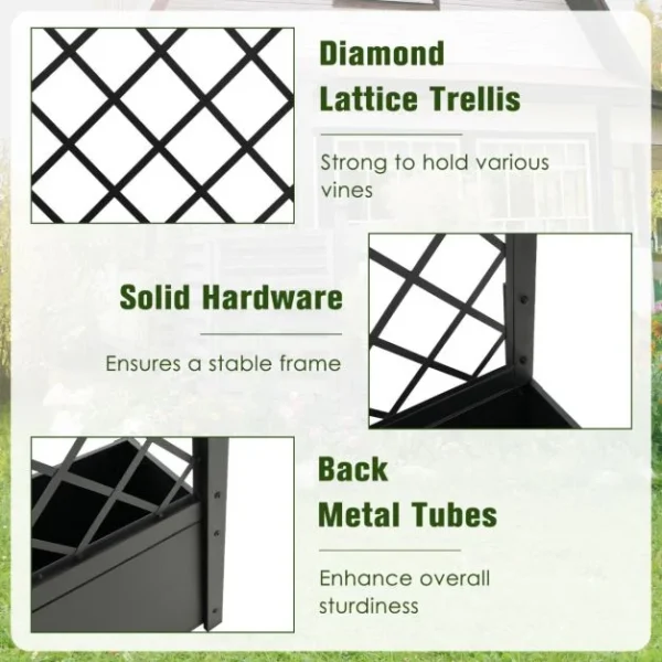 Pro-Tect Metal Planter Box with Trellis - Black - Image 8